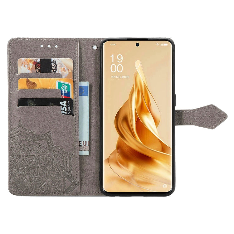 For OPPO Reno9 Mandala Flower Embossed Leather Phone Case