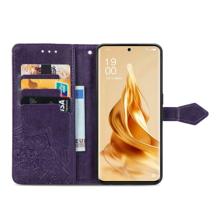 For OPPO Reno9 Mandala Flower Embossed Leather Phone Case