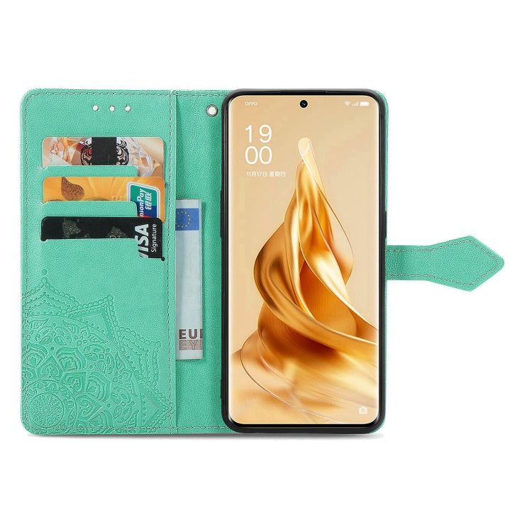 For OPPO Reno9 Mandala Flower Embossed Leather Phone Case