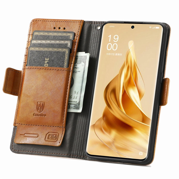 For OPPO Reno9 CaseNeo Splicing Dual Magnetic Buckle Leather Phone Case