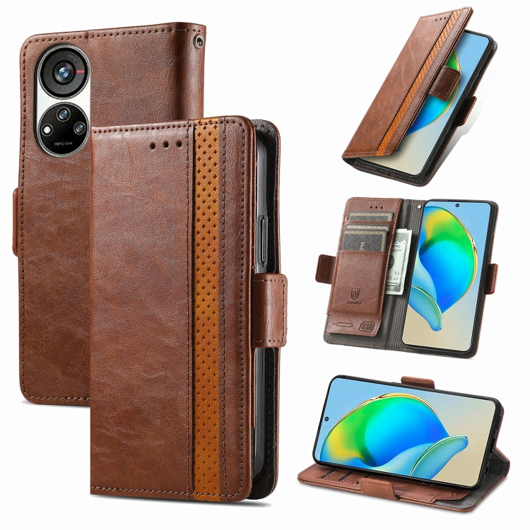 For ZTE Blade V40s CaseNeo Splicing Dual Magnetic Buckle Leather Phone Case