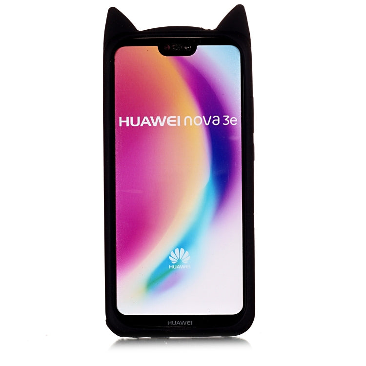Lovely 3D Moustache Cat Soft Silicone Back Case for Huawei P20 Lite / Nova 3e