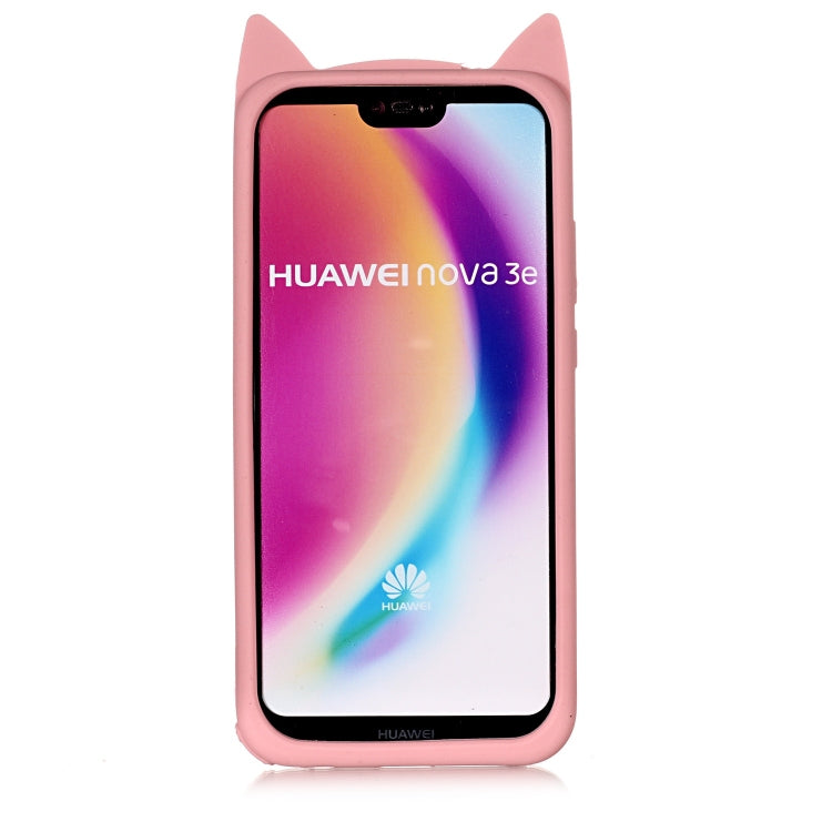 Lovely 3D Moustache Cat Soft Silicone Back Case for Huawei P20 Lite / Nova 3e