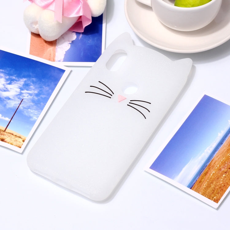 Lovely 3D Moustache Cat Soft Silicone Back Case for Xiaomi Mi A2 & Mi 6X(White)