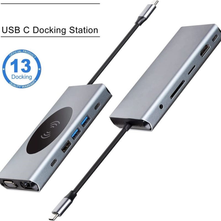 13 in 1 100W PD USB C Hub Multiport Adapter with Wireless Charger