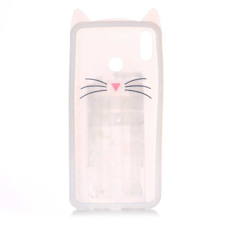 Lovely 3D Moustache Cat Soft Silicone Back Case for Huawei Honor 8X(White)