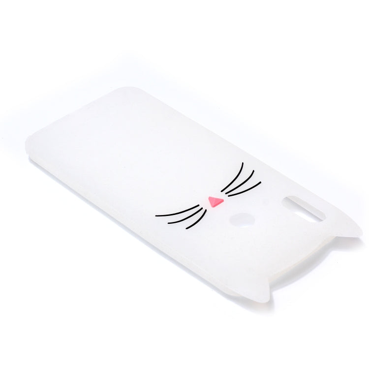 Lovely 3D Moustache Cat Soft Silicone Back Case for Huawei Honor 8X(White)