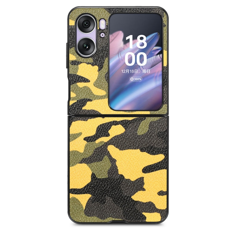 For OPPO Find N2 Flip Camouflage Leather Back Cover Phone Case