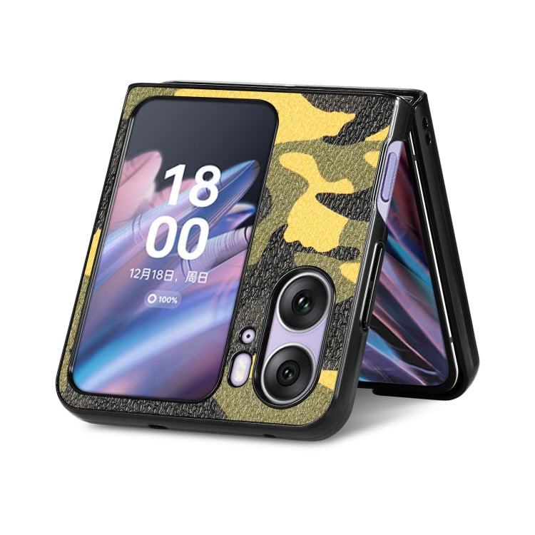 For OPPO Find N2 Flip Camouflage Leather Back Cover Phone Case