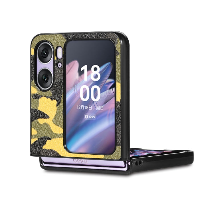 For OPPO Find N2 Flip Camouflage Leather Back Cover Phone Case