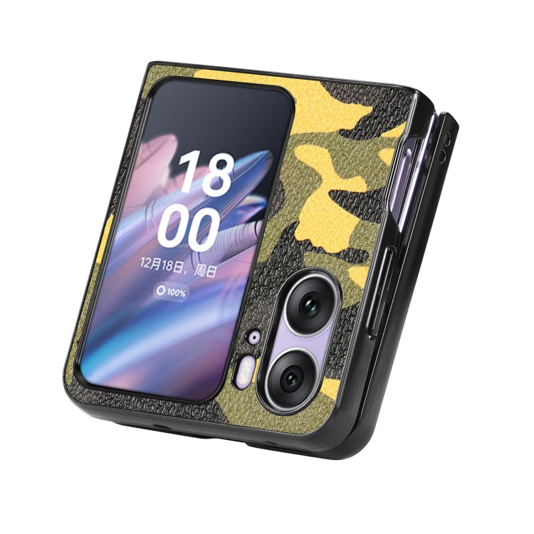 For OPPO Find N2 Flip Camouflage Leather Back Cover Phone Case