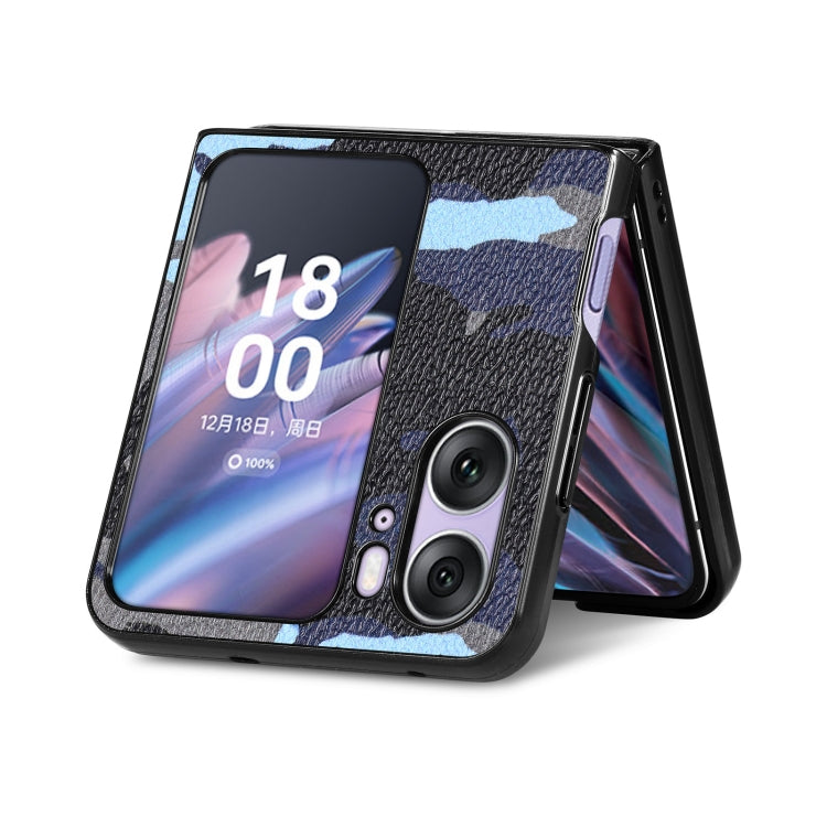 For OPPO Find N2 Flip Camouflage Leather Back Cover Phone Case