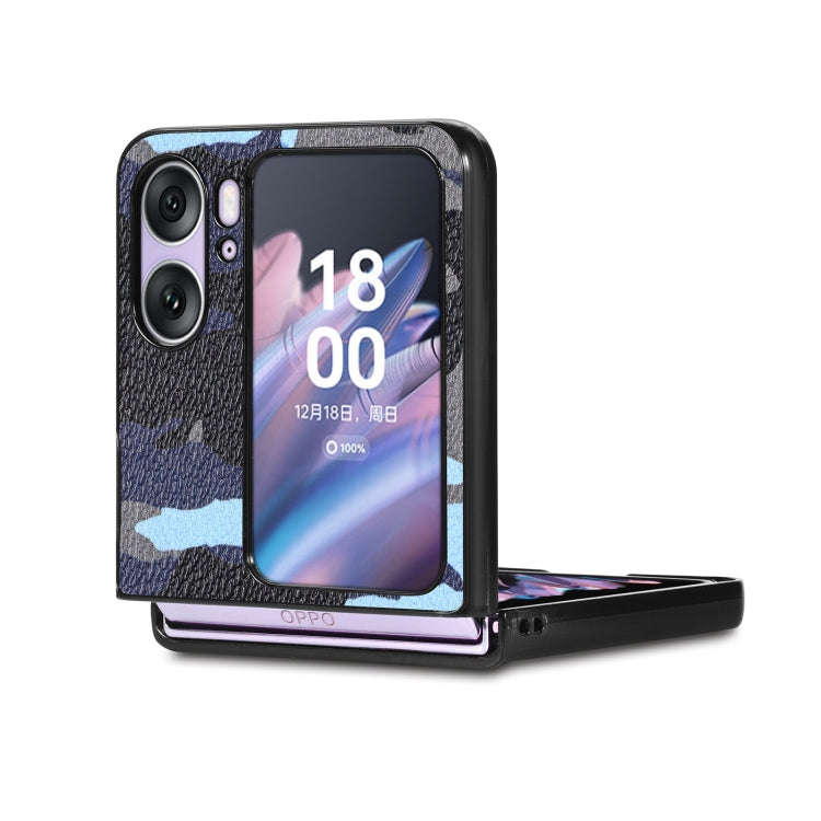 For OPPO Find N2 Flip Camouflage Leather Back Cover Phone Case