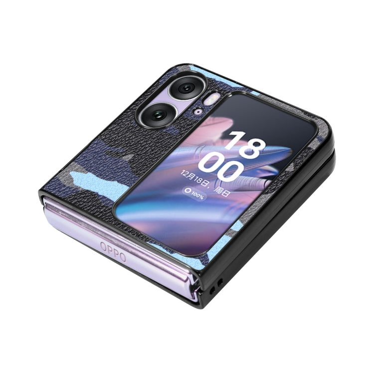 For OPPO Find N2 Flip Camouflage Leather Back Cover Phone Case