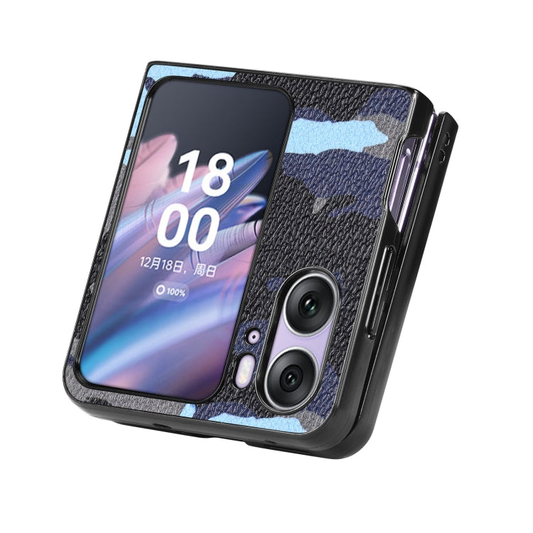 For OPPO Find N2 Flip Camouflage Leather Back Cover Phone Case