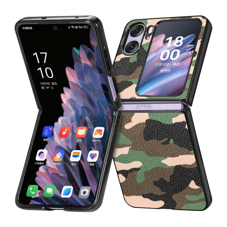 For OPPO Find N2 Flip Camouflage Leather Back Cover Phone Case