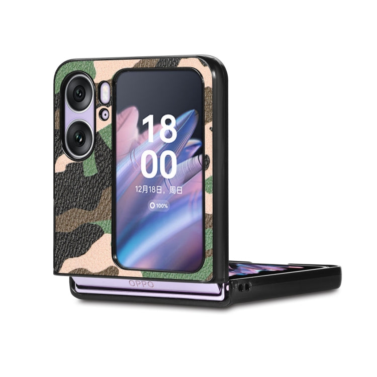 For OPPO Find N2 Flip Camouflage Leather Back Cover Phone Case