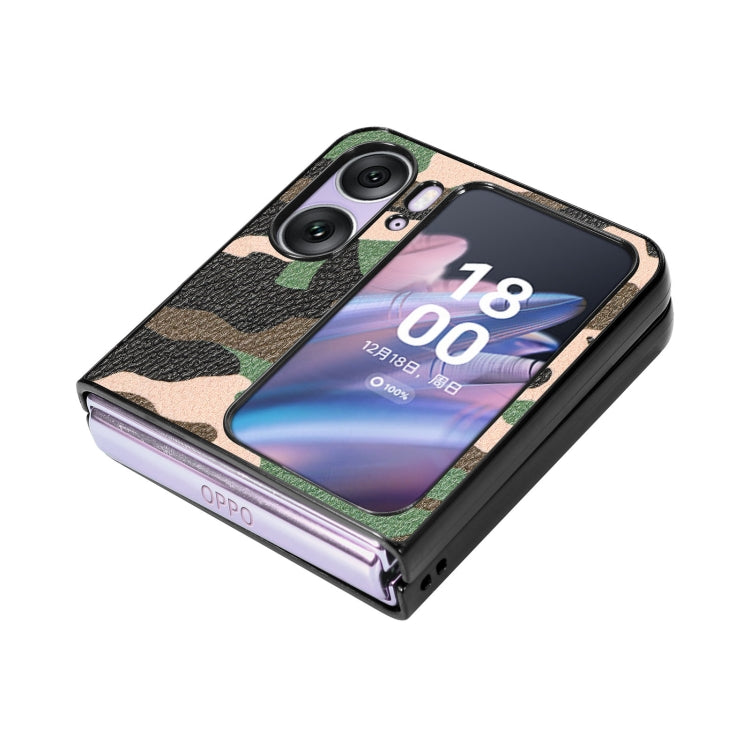 For OPPO Find N2 Flip Camouflage Leather Back Cover Phone Case