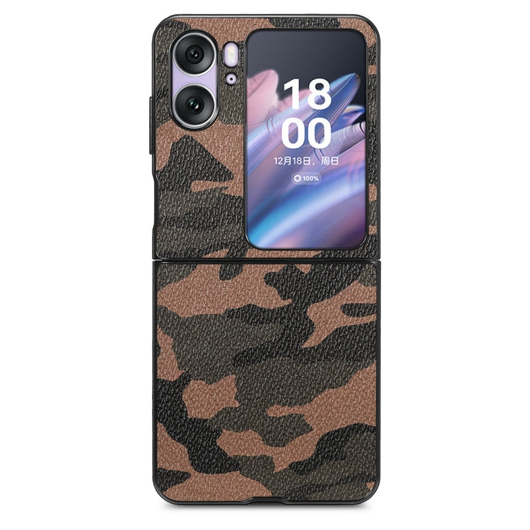For OPPO Find N2 Flip Camouflage Leather Back Cover Phone Case