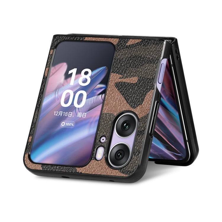 For OPPO Find N2 Flip Camouflage Leather Back Cover Phone Case