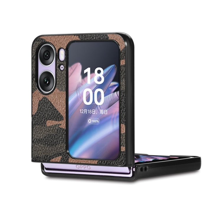 For OPPO Find N2 Flip Camouflage Leather Back Cover Phone Case