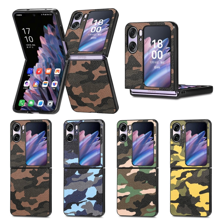 For OPPO Find N2 Flip Camouflage Leather Back Cover Phone Case