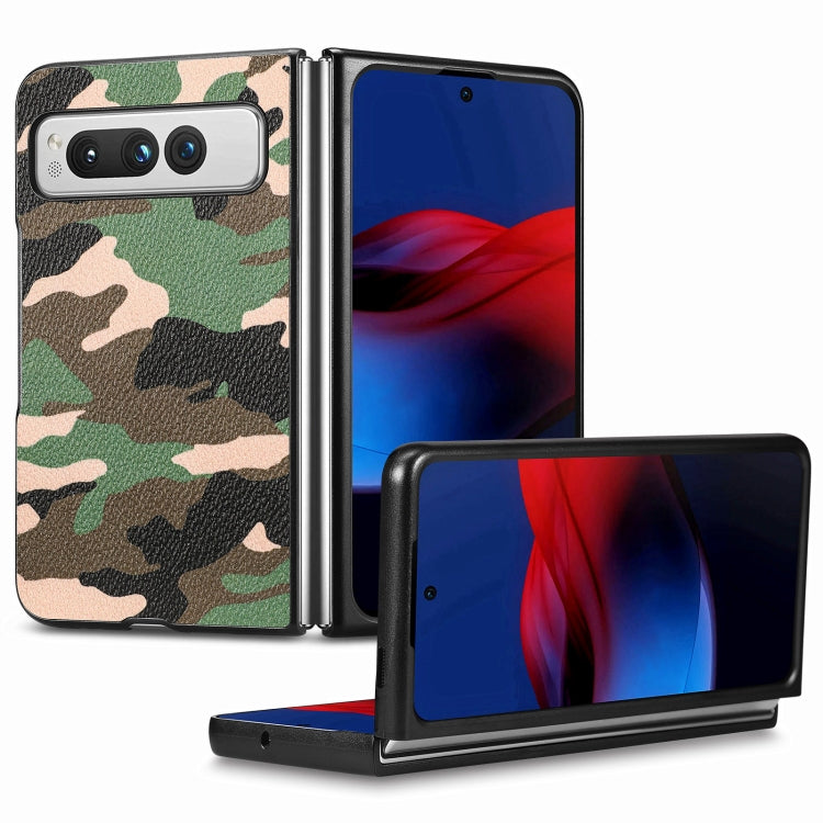 For Google Pixel Fold Camouflage Leather Back Cover Phone Case