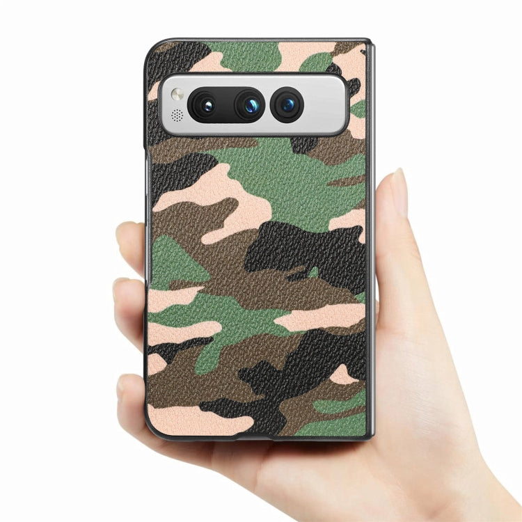 For Google Pixel Fold Camouflage Leather Back Cover Phone Case