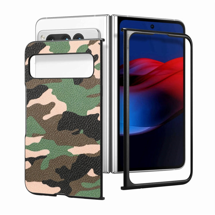 For Google Pixel Fold Camouflage Leather Back Cover Phone Case