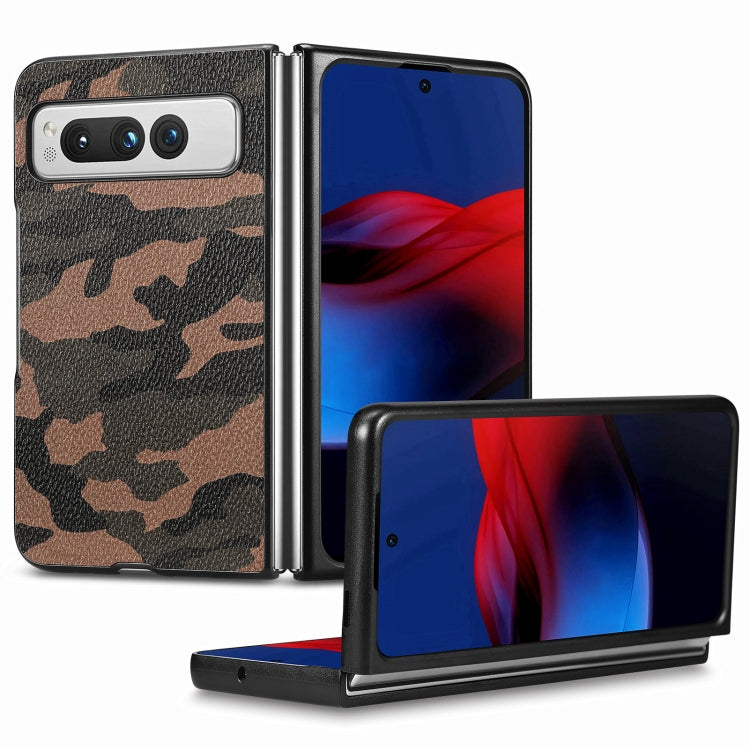 For Google Pixel Fold Camouflage Leather Back Cover Phone Case