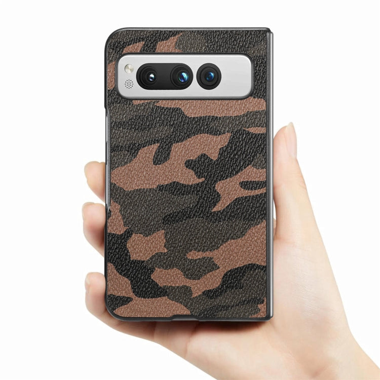 For Google Pixel Fold Camouflage Leather Back Cover Phone Case
