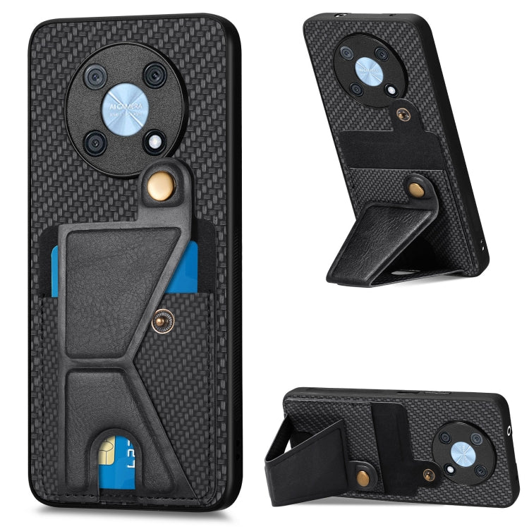 For Huawei nova Y90 Carbon Fiber Wallet Flip Card Holder Phone Case
