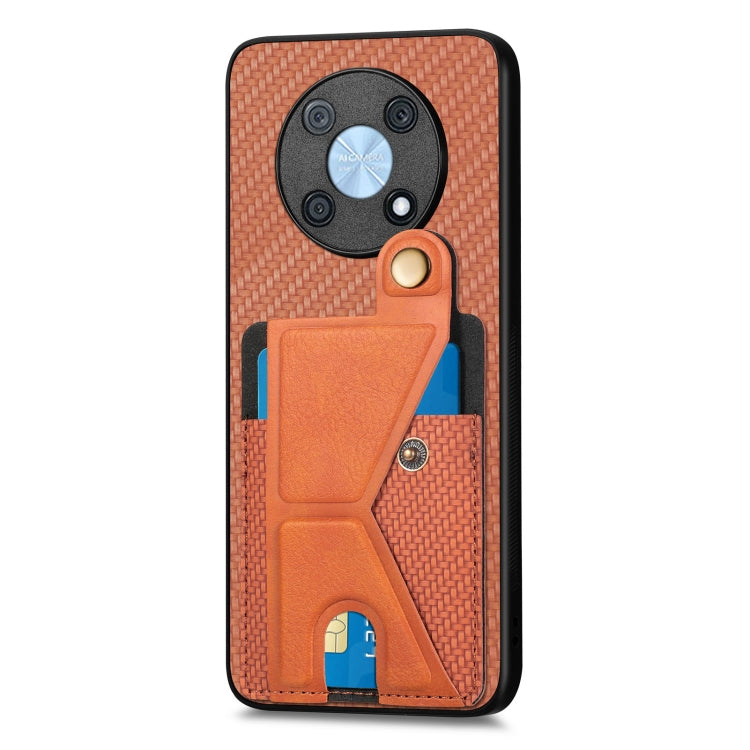 For Huawei nova Y90 Carbon Fiber Wallet Flip Card Holder Phone Case