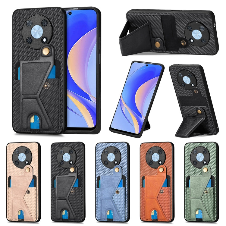 For Huawei nova Y90 Carbon Fiber Wallet Flip Card Holder Phone Case