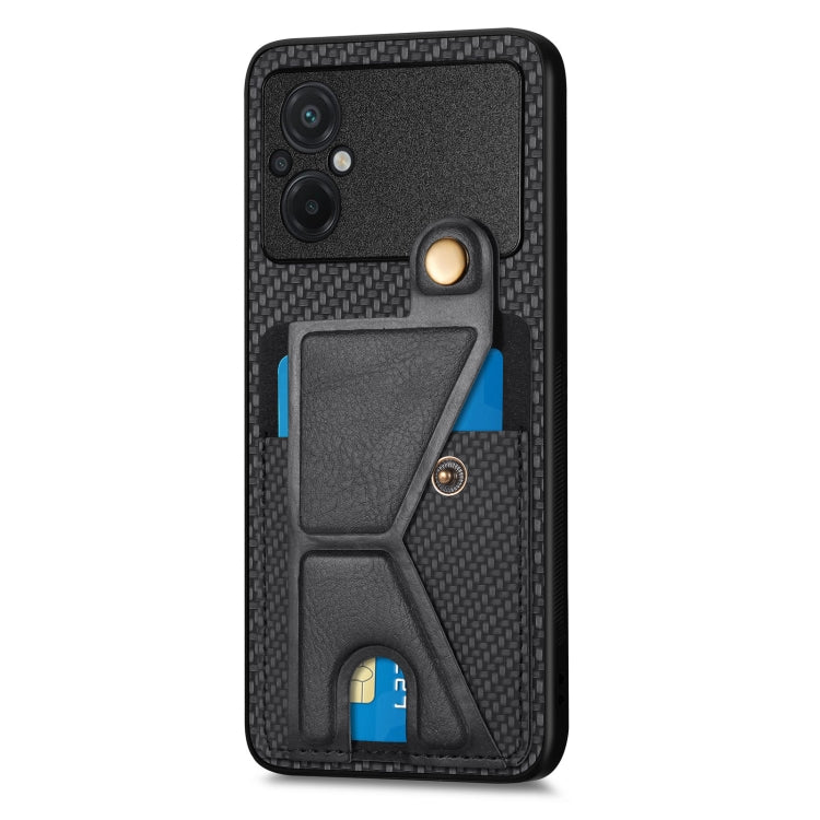 For Xiaomi Poco M5 4G Carbon Fiber Wallet Flip Card Holder Phone Case