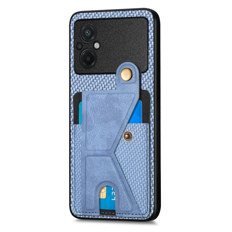 For Xiaomi Poco M5 4G Carbon Fiber Wallet Flip Card Holder Phone Case