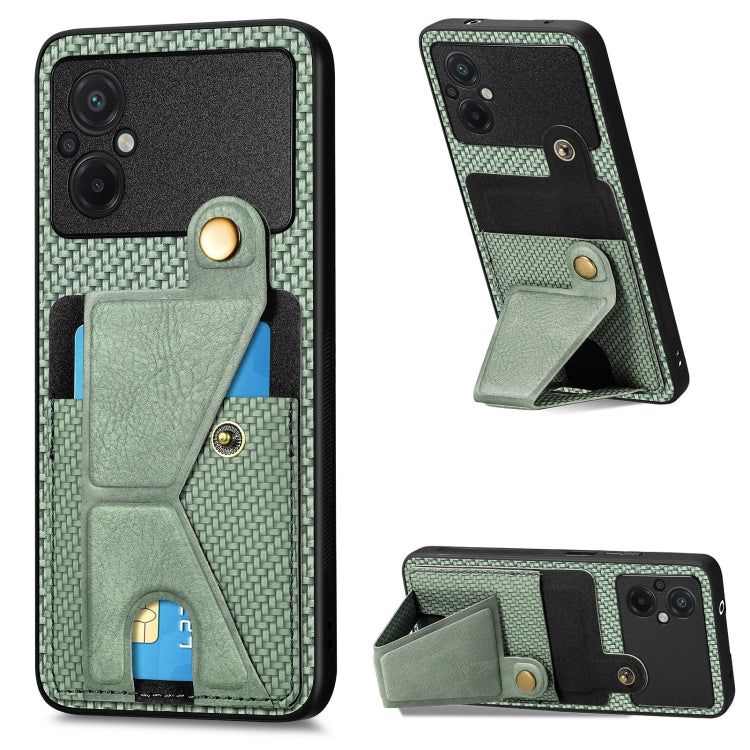For Xiaomi Poco M5 4G Carbon Fiber Wallet Flip Card Holder Phone Case