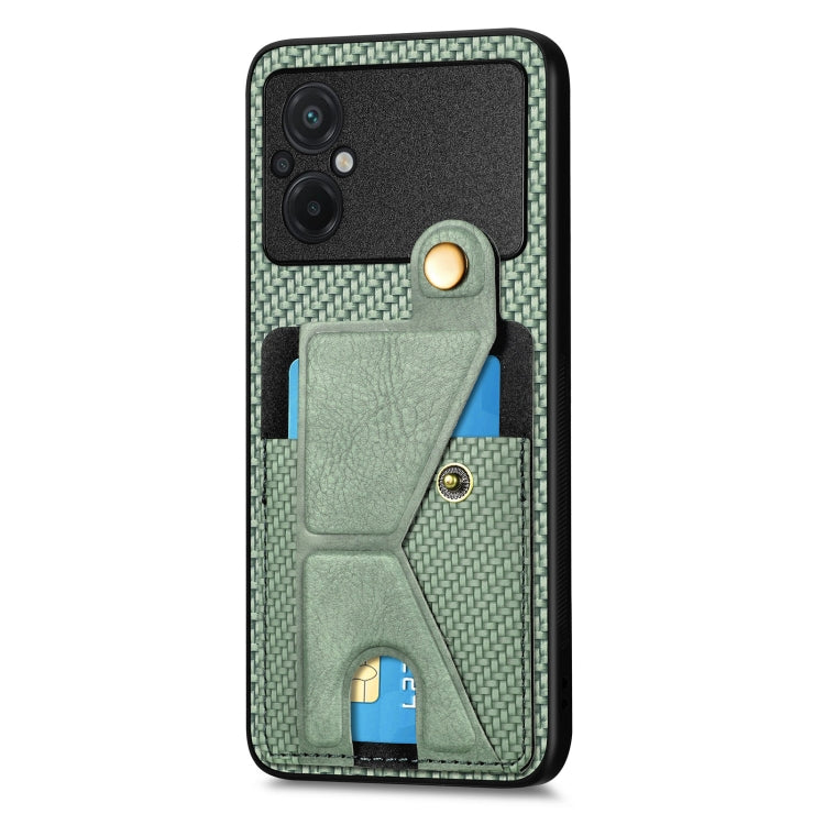 For Xiaomi Poco M5 4G Carbon Fiber Wallet Flip Card Holder Phone Case