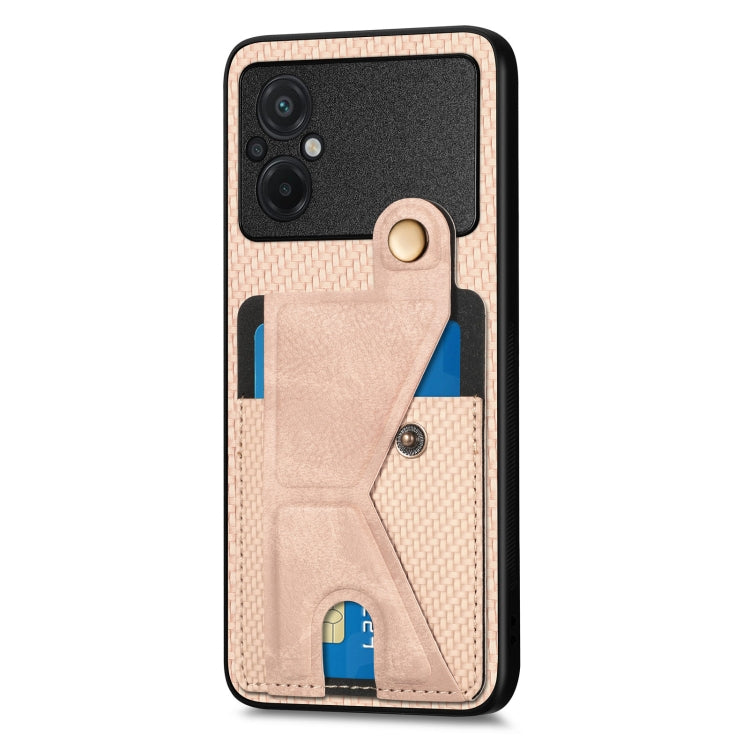 For Xiaomi Poco M5 4G Carbon Fiber Wallet Flip Card Holder Phone Case