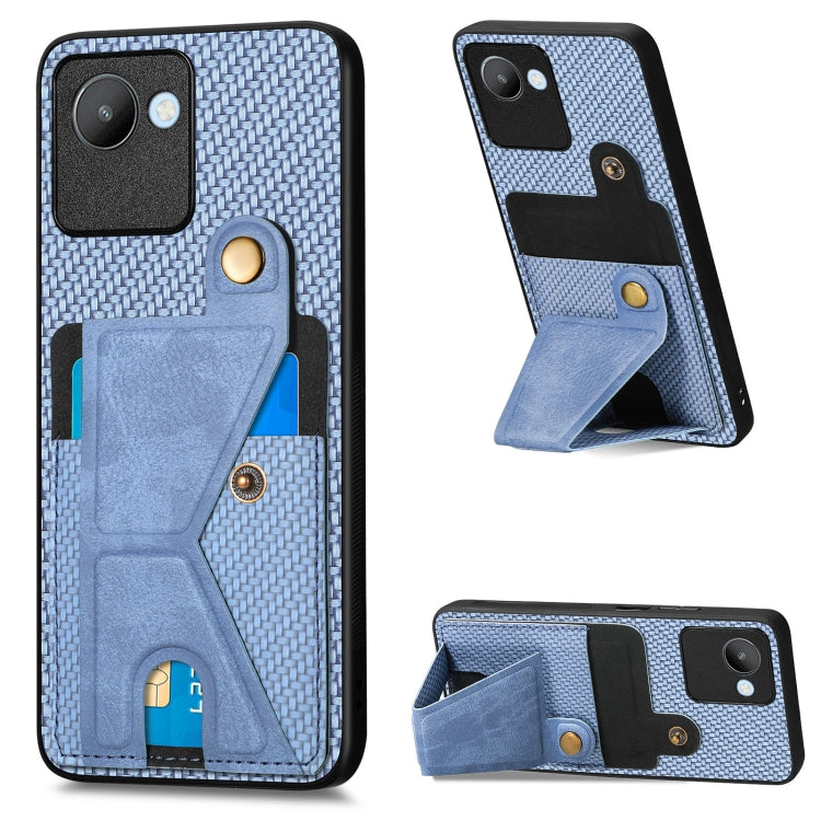 For Realme C30 Carbon Fiber Wallet Flip Card Holder Phone Case