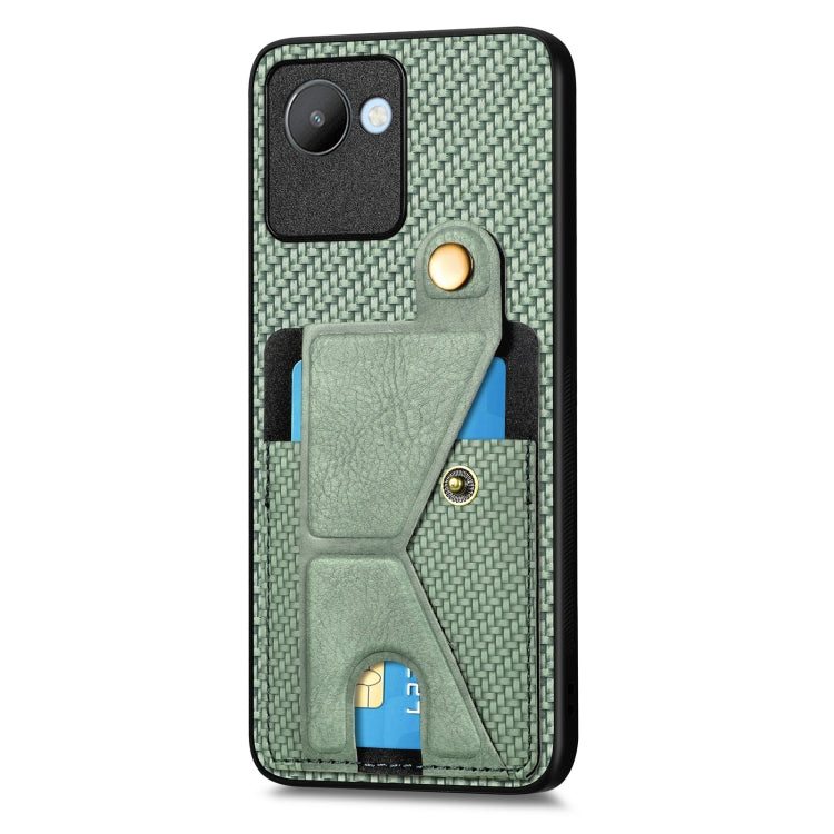 For Realme C30 Carbon Fiber Wallet Flip Card Holder Phone Case