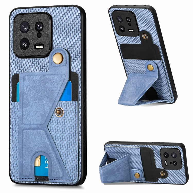 For Xiaomi 13 Carbon Fiber Wallet Flip Card Holder Phone Case