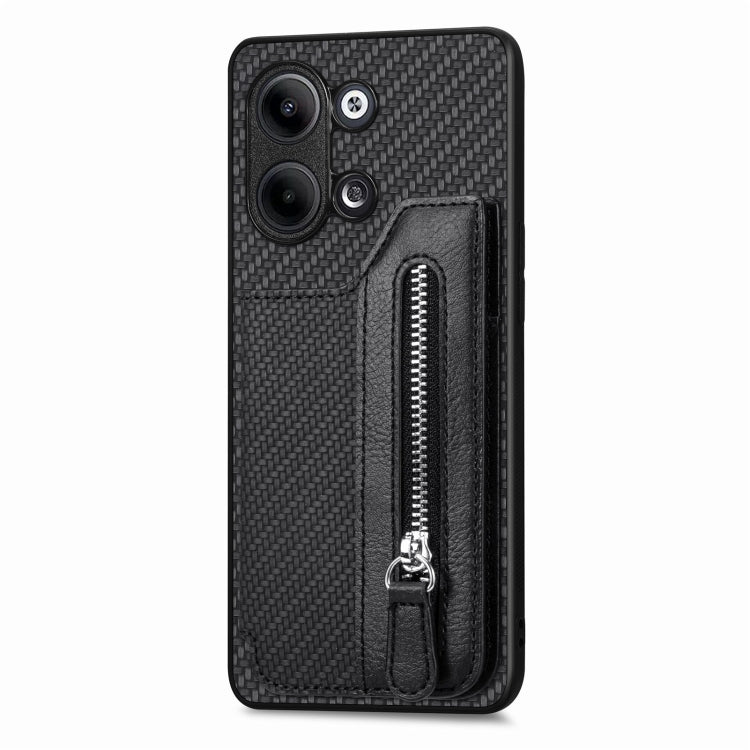 For OPPO Reno9 Carbon Fiber Flip Zipper Wallet Phone Case