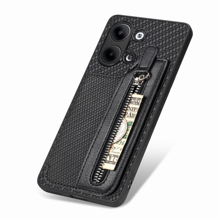 For OPPO Reno9 Carbon Fiber Flip Zipper Wallet Phone Case