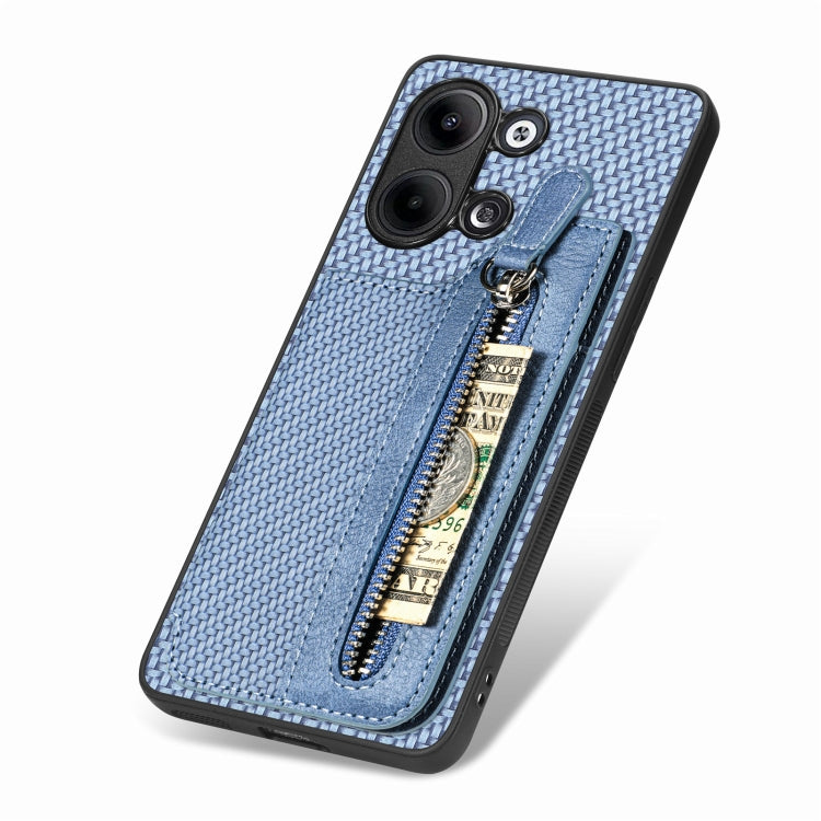 For OPPO Reno9 Carbon Fiber Flip Zipper Wallet Phone Case
