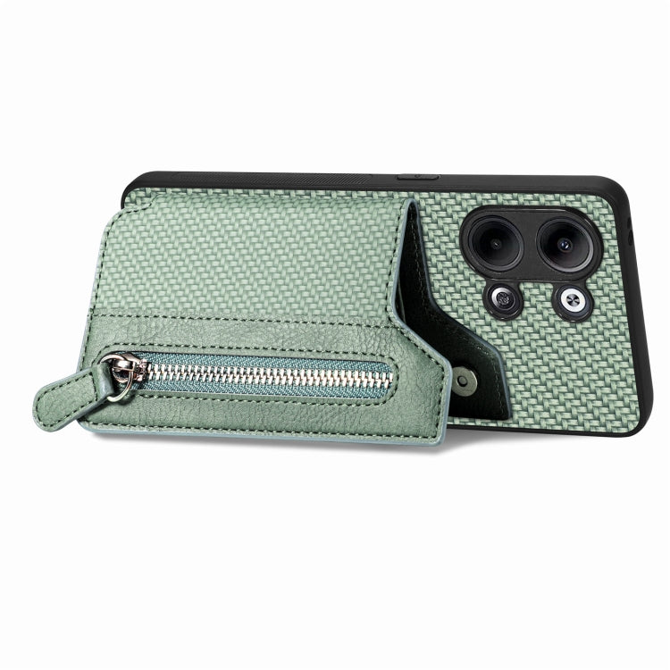 For OPPO Reno9 Carbon Fiber Flip Zipper Wallet Phone Case