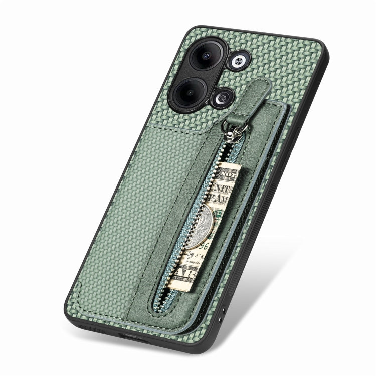For OPPO Reno9 Carbon Fiber Flip Zipper Wallet Phone Case