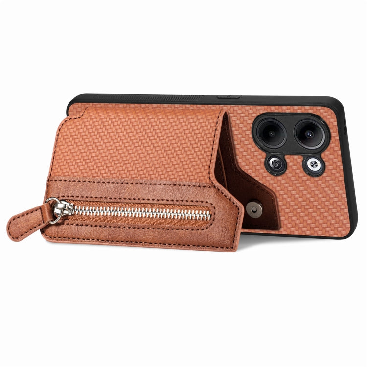 For OPPO Reno9 Carbon Fiber Flip Zipper Wallet Phone Case