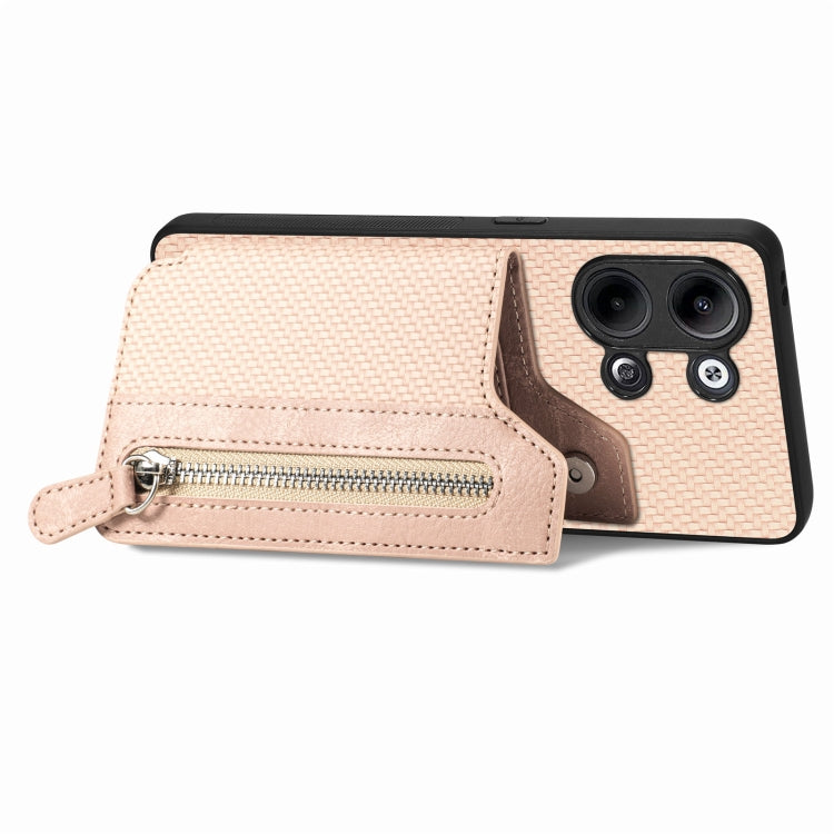 For OPPO Reno9 Carbon Fiber Flip Zipper Wallet Phone Case