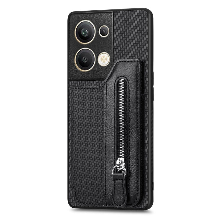 OPPO Reno9 Pro+ Carbon Fiber Flip Zipper Wallet Phone Case